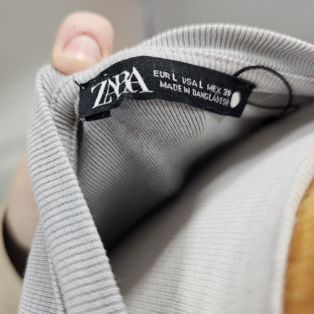 Zara Light Gray Ribbed Tee - Picture 4 of 4